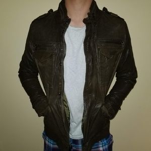 Joe's Jeans Army Green Leather Jacket